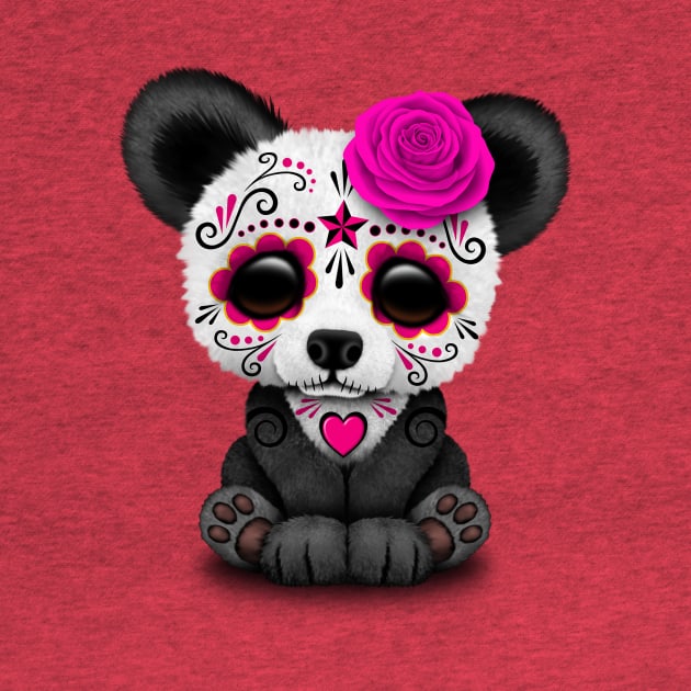 Pink Day of the Dead Sugar Skull Panda by jeffbartels